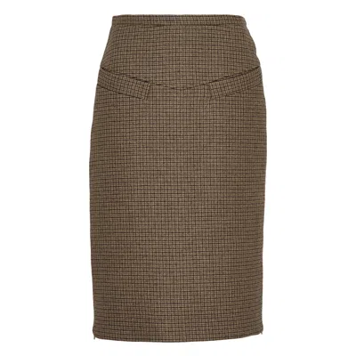 N°21 Wool Pin Check Skirt In Brown
