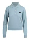 N°21 Wool Polo Shirt With Logo Plaque In Blue