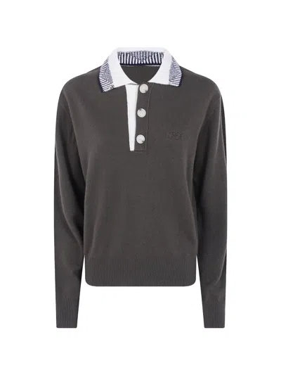N°21 Wool Polo Sweater In Gray