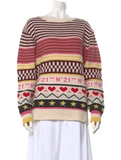 Pre-owned N°21 Wool Striped Sweater In Pink