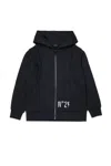N°21 로고 프린트 후드 집업 In Black