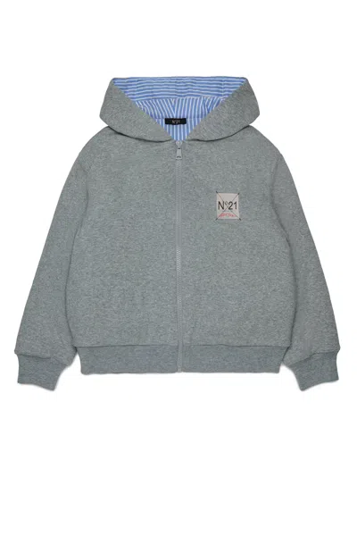 N°21 Kids' Zip Sweatshirt With Logo In Gray