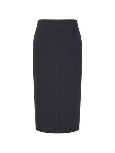 N°21 Zip-fastening Denim Midi Skirt In Black