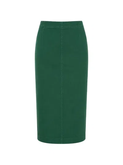 N°21 Zip-fastening Denim Midi Skirt In Green