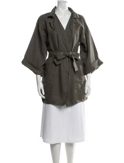 Pre-owned N_8 Linen Coat In Green