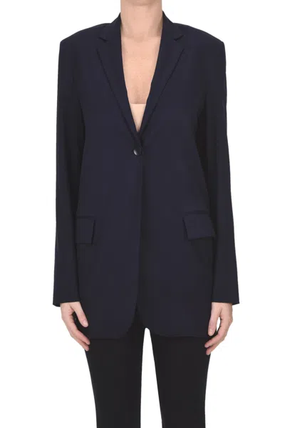 N_8 Milano Long Blazer In Navy Blue