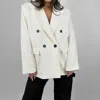 NA-KD FEMME DOUBLE BREASTED BLAZER IN CREAM