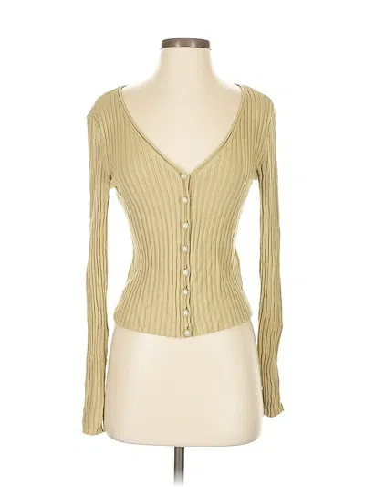 Pre-owned Na-kd Long Sleeve Top Tan Sweetheart Neckline Tops In Brown