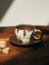 Na Yong-hwan Peony Buncheong Espresso Cup And Saucer (set Of 2)