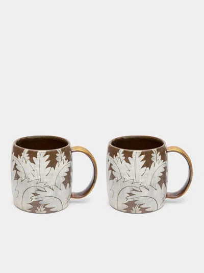Na Yong-hwan Peony Buncheong Mug (set Of 2)