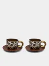 Na Yong-hwan Wildflower Buncheong Espresso Cup And Saucer (set Of 2)