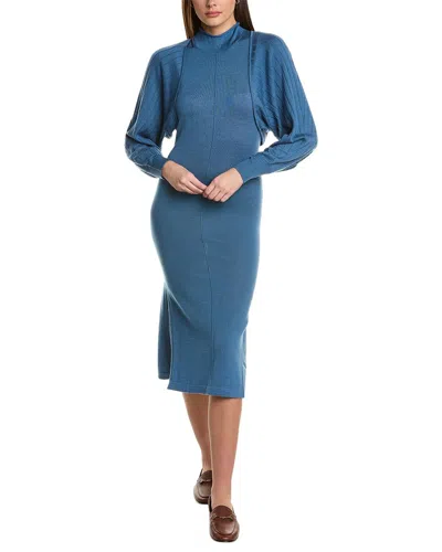 Naadam 2pc Wool & Silk-blend Sweaterdress In Blue