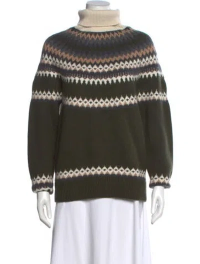 Pre-owned Naadam Alpaca Striped Sweater In Green