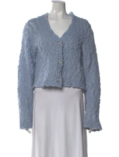 Pre-owned Naadam Alpaca V-neck Sweater In Blue