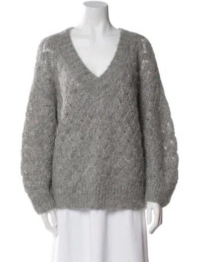 Pre-owned Naadam Alpaca V-neck Sweater In Gray