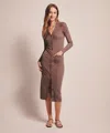 Naadam Baby Rib Cardigan Dress In Steel Gray