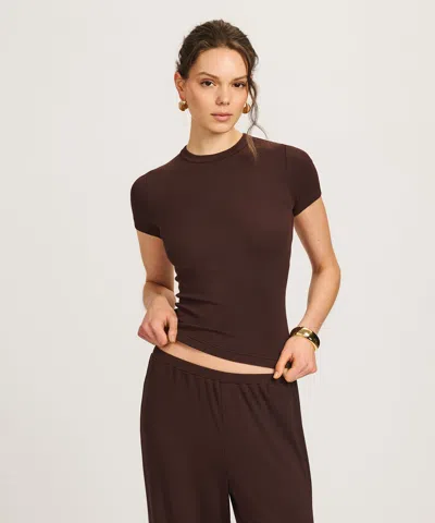 Naadam Baby Rib Short Sleeve Tee In Brown