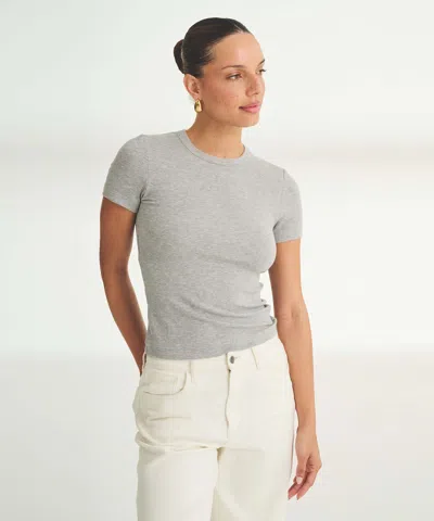 Naadam Lightweight Cashmere Short Sleeve Sweater In Gray