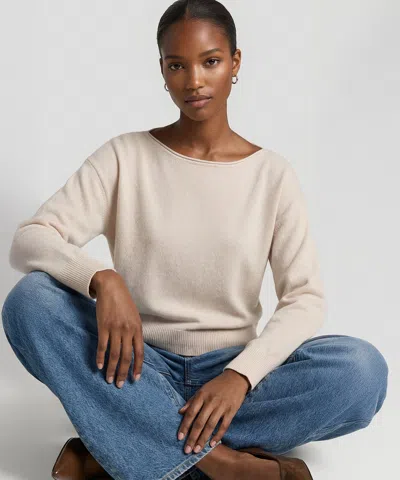 Naadam Basic Cashmere Boatneck Sweater In White
