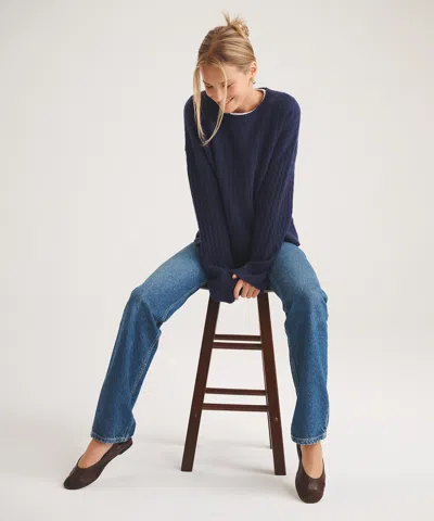 Naadam Basic Cashmere Cable Knit Crewneck Sweater In Blue