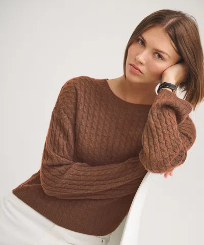 Naadam Basic Cashmere Cable Knit Crewneck Sweater In Brown