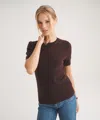 Naadam Basic Cashmere Short Sleeve Sweater In Brown