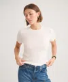 Naadam Basic Cashmere Short Sleeve Sweater In White