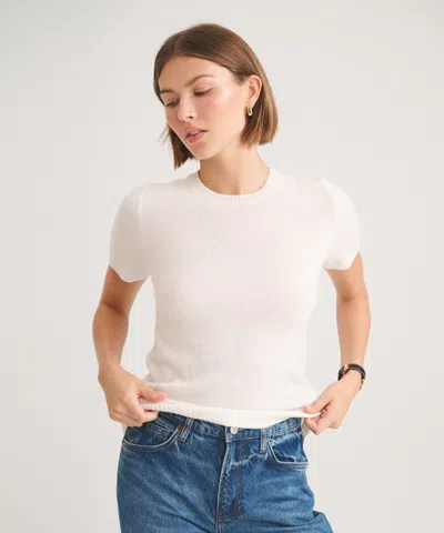 Naadam Basic Cashmere Short Sleeve Sweater In White