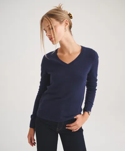 Naadam Basic Cashmere V-neck Sweater In Blue