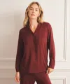 Naadam Breathable Button Up Sleep Shirt In Burgundy