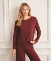 Naadam Breathable Long Sleeve Sleep Tee In Burgundy