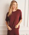 Naadam Breathable Short Sleeve Sleep Top In Burgundy