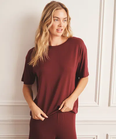 Naadam Breathable Short Sleeve Sleep Top In Burgundy
