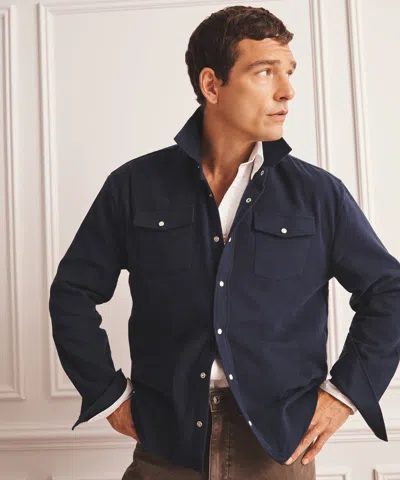 Naadam Brushed Cotton Shirt Jacket In Blue