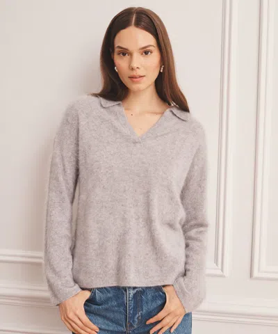 Naadam Brushed Luxe Cashmere Polo Sweater In Gray