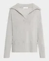 Naadam Button-side Cashmere Polo Sweater In Cement