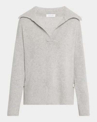 Naadam Button-side Cashmere Polo Sweater In Cement