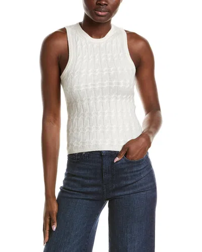 Naadam Cable High Neck Cashmere Tank Top In White
