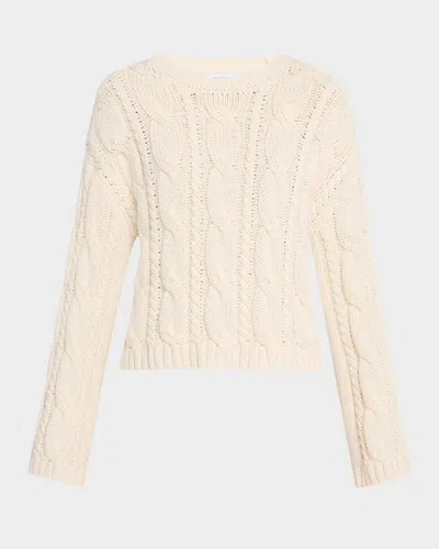 Naadam Cable-knit Luxe Cotton Crewneck Sweater In White