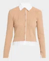 Naadam Cable-knit Mixed Media Cardigan In Mocha