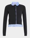 Naadam Cable-knit Mixed Media Cardigan In Smoke