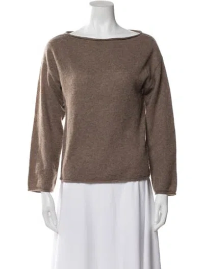 Pre-owned Naadam Cashmere Bateau Neckline Sweater In Brown