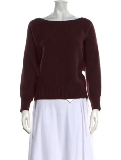 Pre-owned Naadam Cashmere Bateau Neckline Sweater In Burgundy