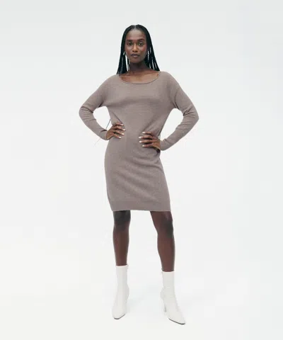 Naadam Cashmere Boatneck Mini Sweater Dress In Black