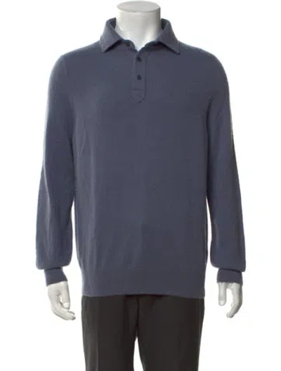 Pre-owned Naadam Cashmere Collar Polo Sweater In Blue