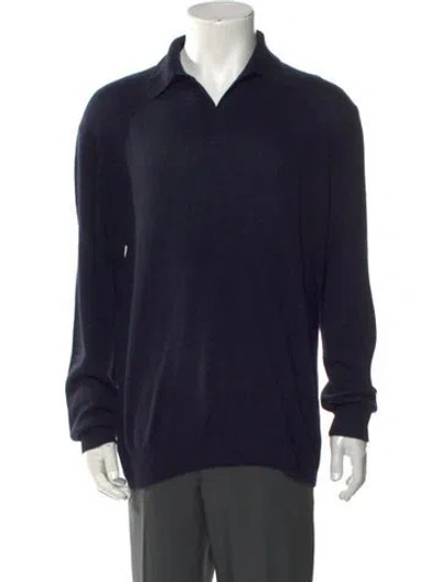 Pre-owned Naadam Cashmere Crew Neck Polo Sweater W/ Tags In Blue