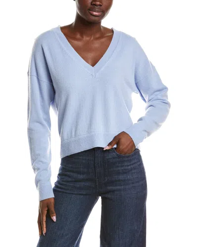 Naadam Cashmere Cropped V-neck Pullover In Blue