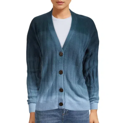 Naadam Cashmere Dip Dyed Cardigan In Blue
