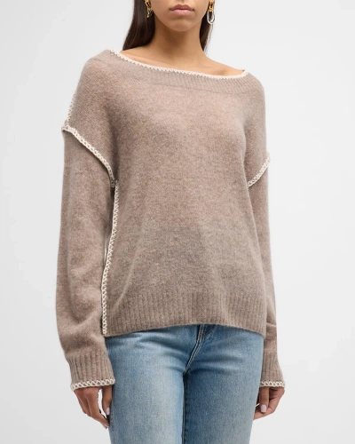 Naadam Cashmere Embroidered Funnel-neck Jumper In Timber