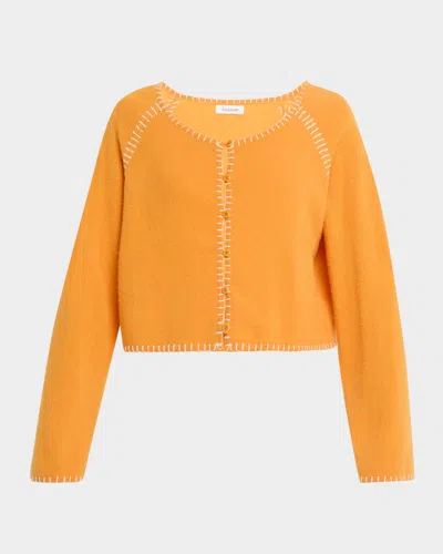 Naadam Cashmere Embroidered Raglan-sleeve Cardigan In Tangerine